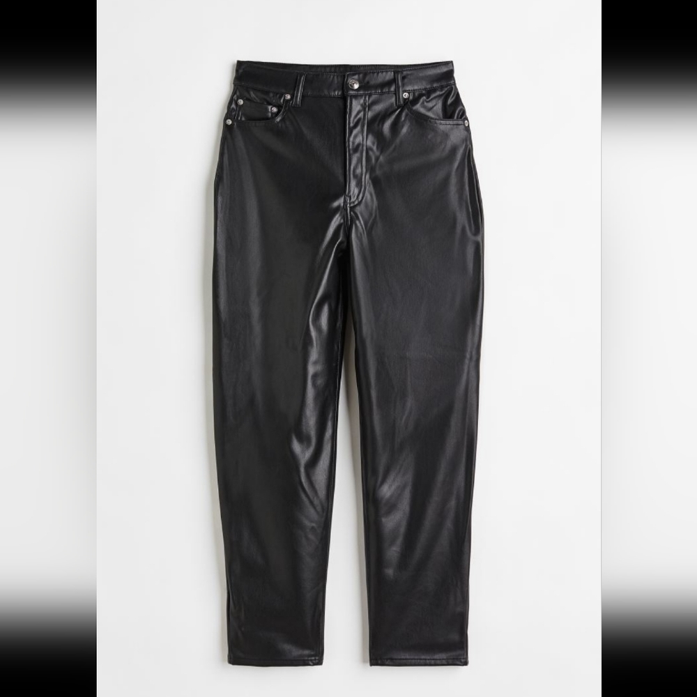 H&M vegan leather loose mom fit pants